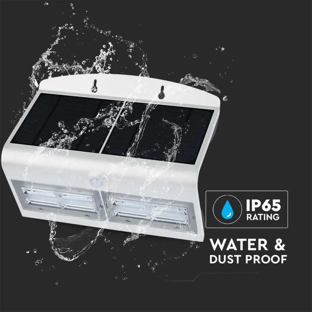 V-TAC VT-767-7-W Solar Wandlamp - IP65 - Wit/Zwart - afbeelding 4 van 6