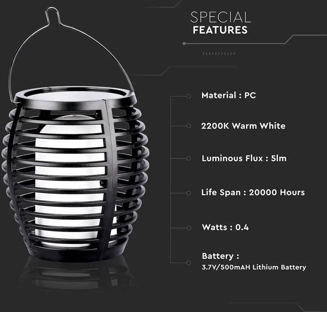 V-TAC VT-719 Solar Flame Wandlamp - IP44 - 0,45W - afbeelding 3 van 6