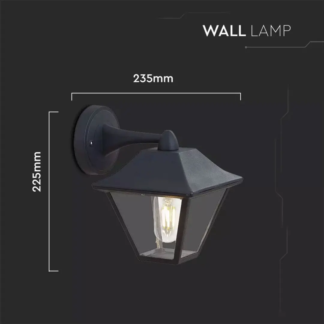 V-tac VT-843 Klassieke wandlamp - 1 Lichts - Zwart - IP44 - afbeelding 5 van 6