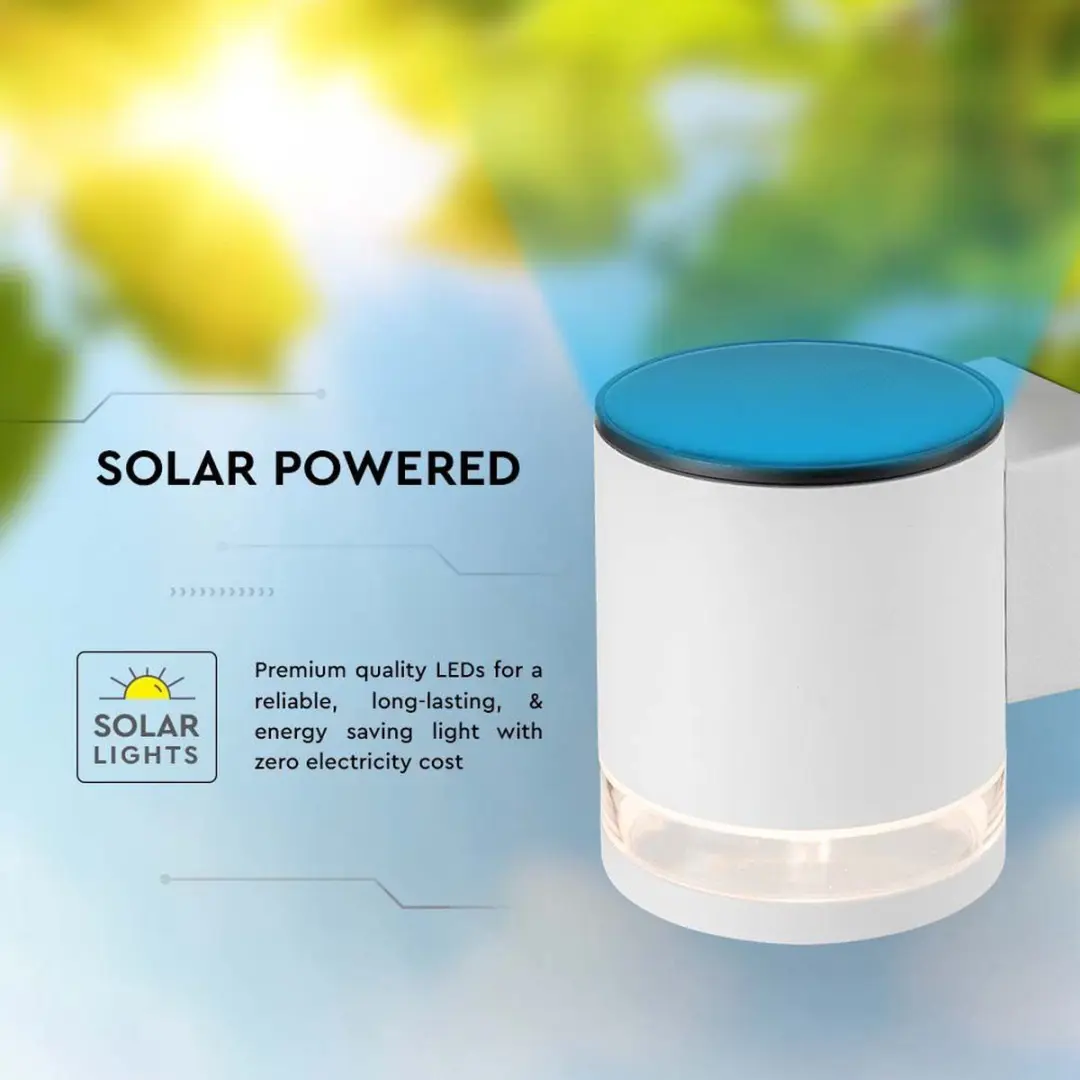 V-TAC VT-1139-W Solar Wandlamp - IP44 - 3000K - afbeelding 6 van 6