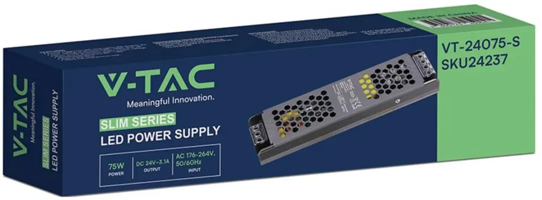 V-TAC VT-24075-S LED-transformator 75W 24V/DC - afbeelding 3 van 3