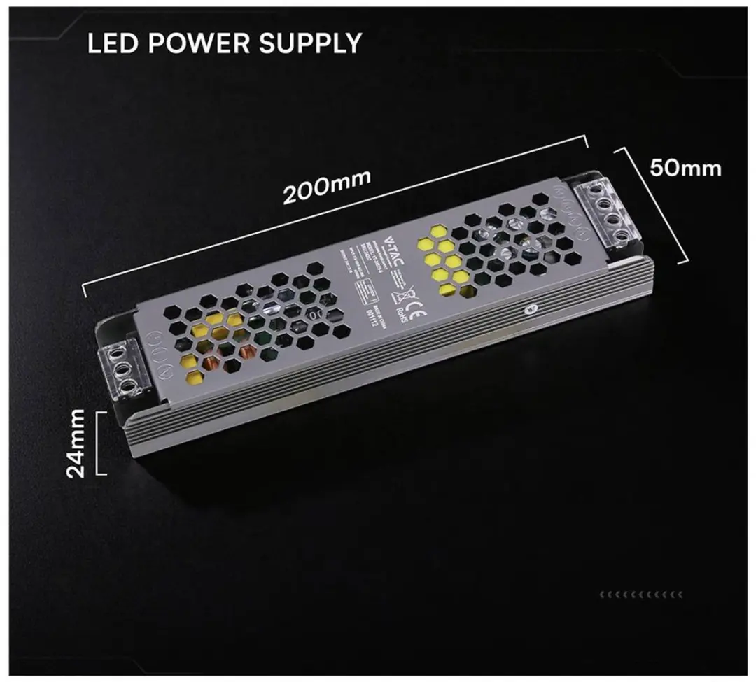 V-TAC VT-24075-S LED-transformator 75W 24V/DC - afbeelding 2 van 3