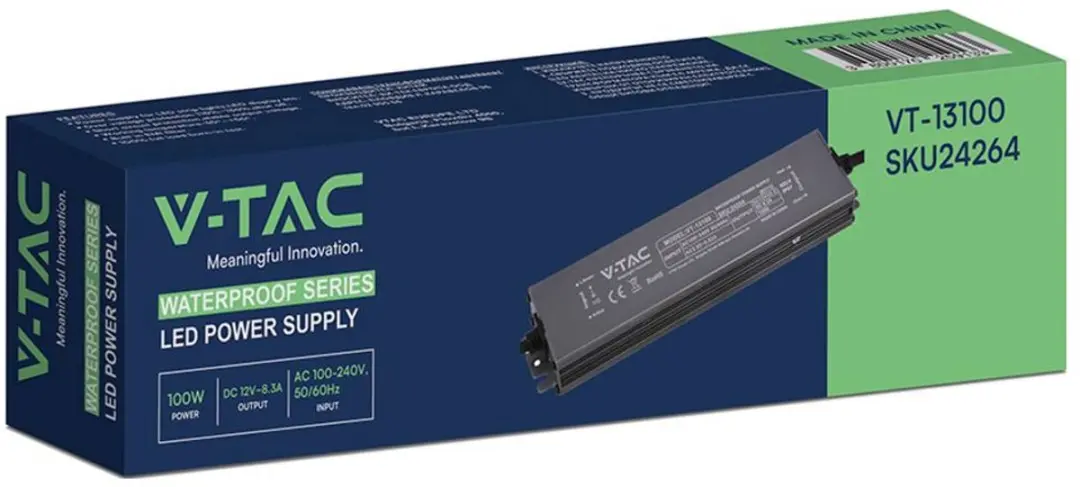 V-TAC VT-13100 LED-transformator 100W 12V - Zwart - afbeelding 2 van 3