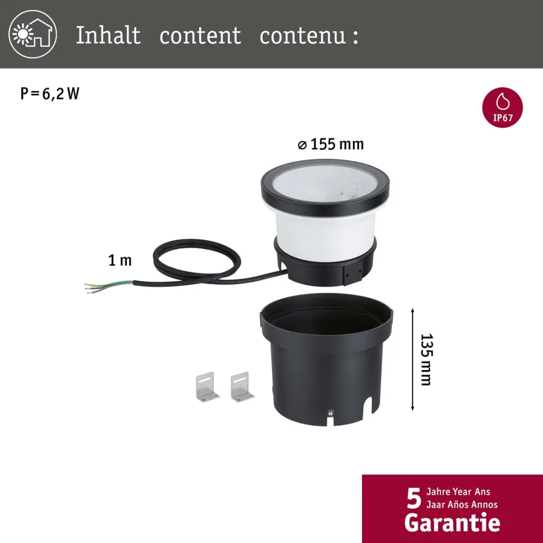 Paulmann 94672 Tuinverlichting - 6.2W - 3000K - Antraciet - afbeelding 4 van 6