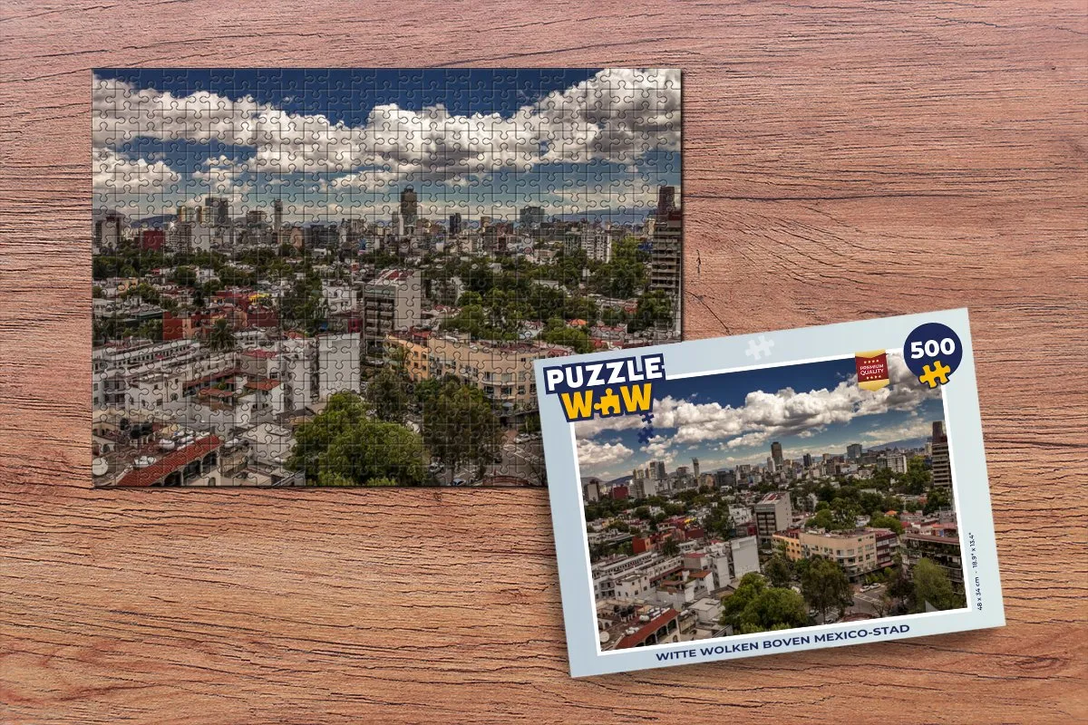 PuzzleWow Witte Wolken Boven Mexico-Stad Legpuzzel 500 Stuks - Multicolor