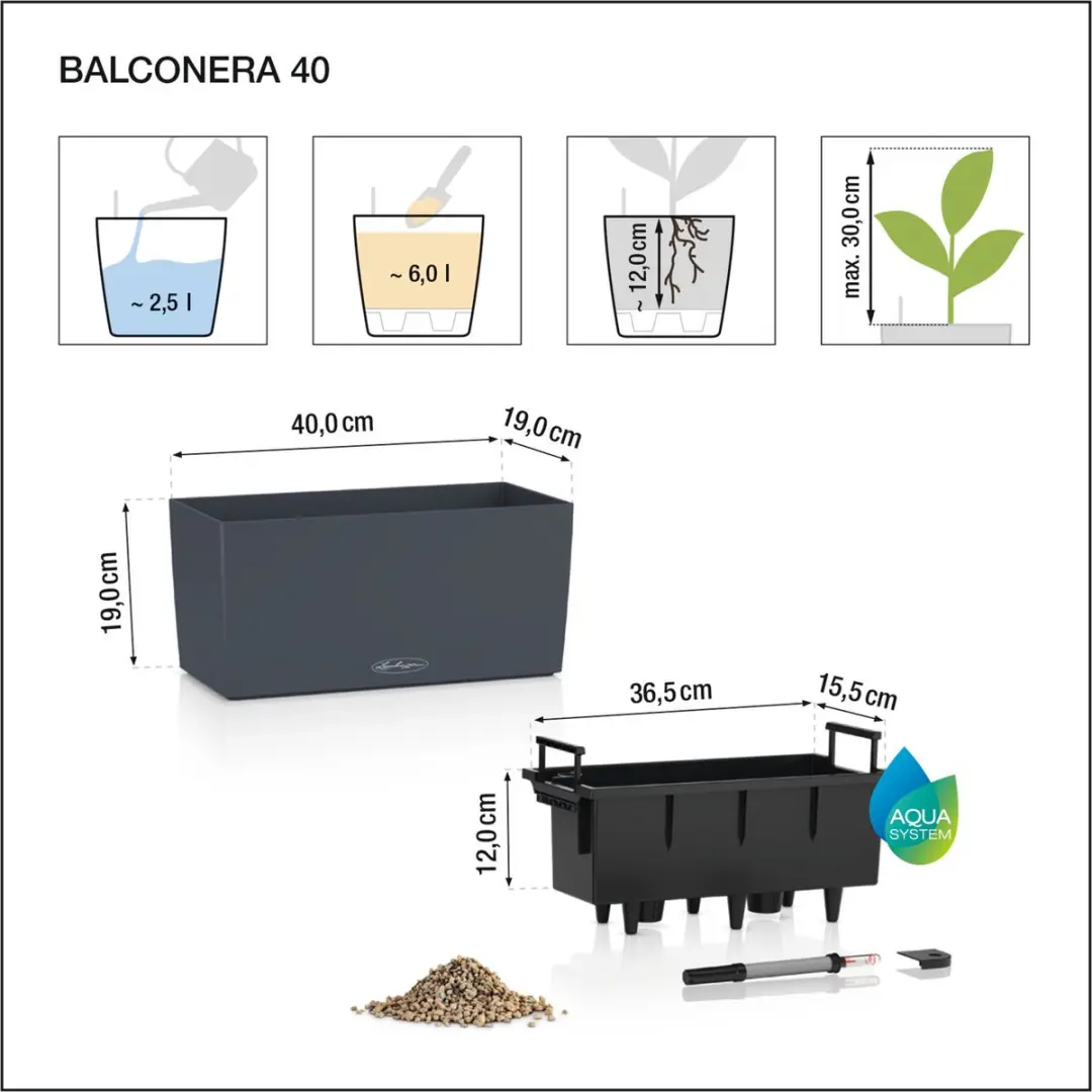 Lechuza BALCONERA Color 40 Plantenbak - Wit - afbeelding 2 van 4