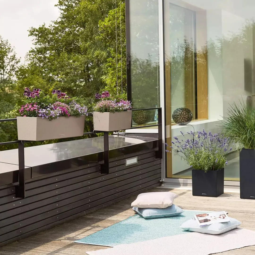 Lechuza Balconera Stone 50 Plantenbak - 8 l - Kwartswit - afbeelding 6 van 6