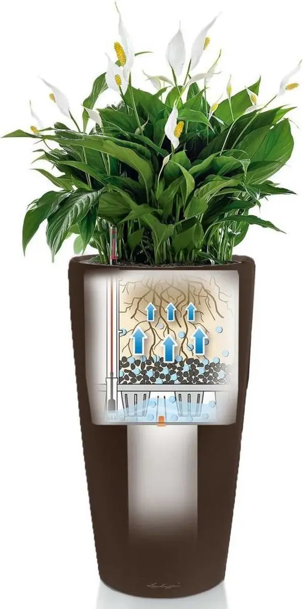 Lechuza Rondo Premium 40 Plantenbak - Taupe Hoogglans - afbeelding 3 van 5