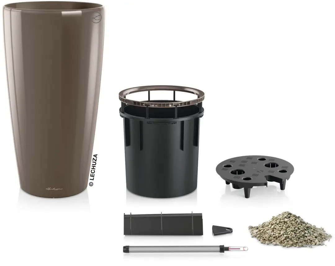 Lechuza Rondo Premium 40 Plantenbak - Taupe Hoogglans - afbeelding 4 van 5