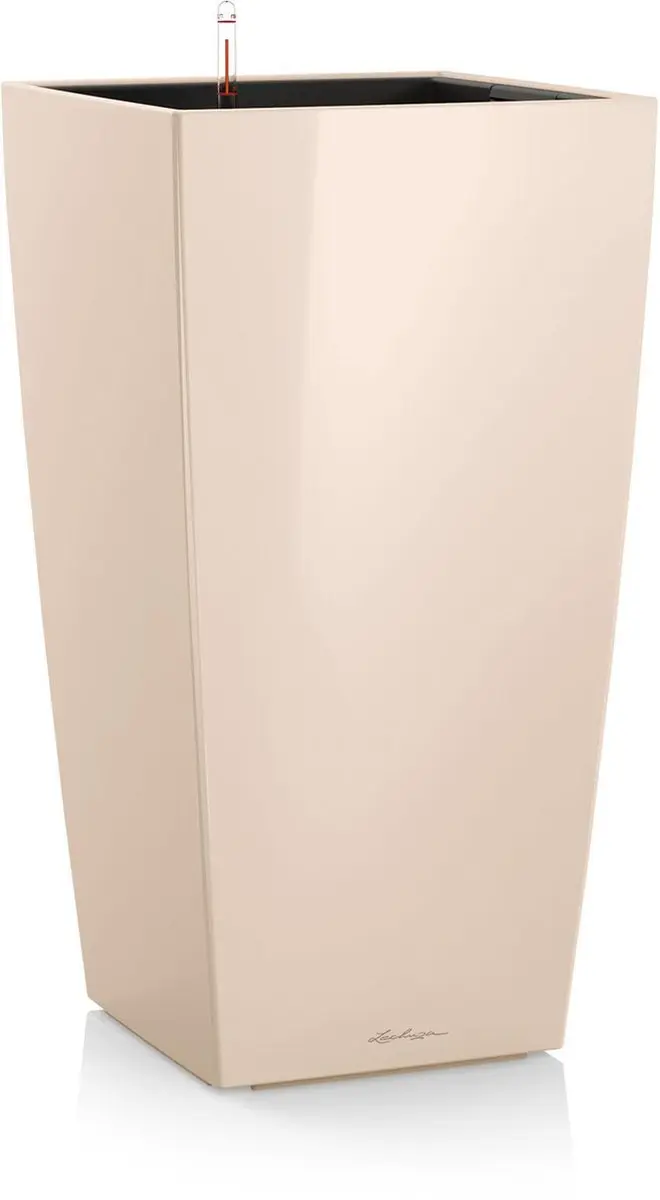 LECHUZA CUBICO PREMIUM 40 - Plantenbak - met uitneembare binnenbak - met bewateringssysteem - ALL-IN-ONE set - snow glow - limited edition -