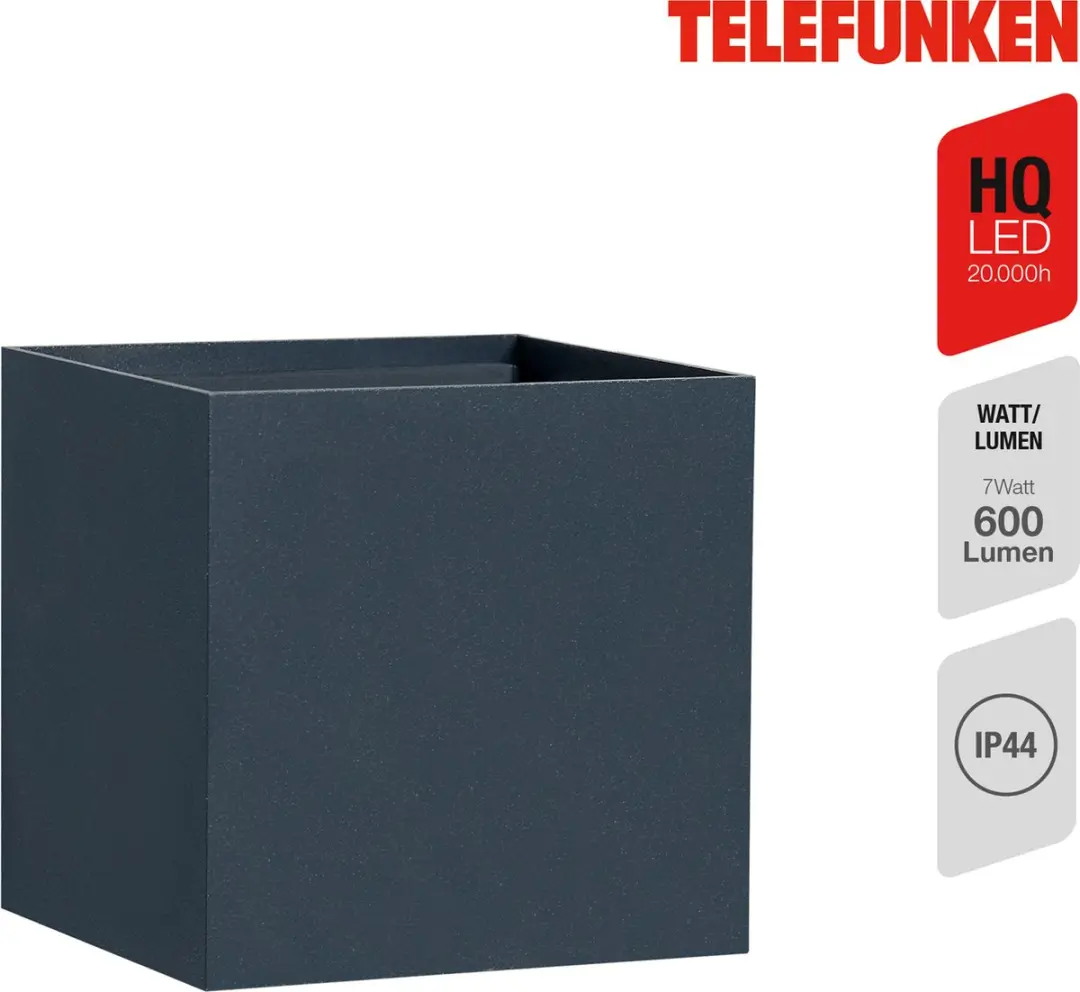 TELEFUNKEN LED Buitenwandlamp Metaal Regelbare Kleppen IP44 4000K 7W antraciet