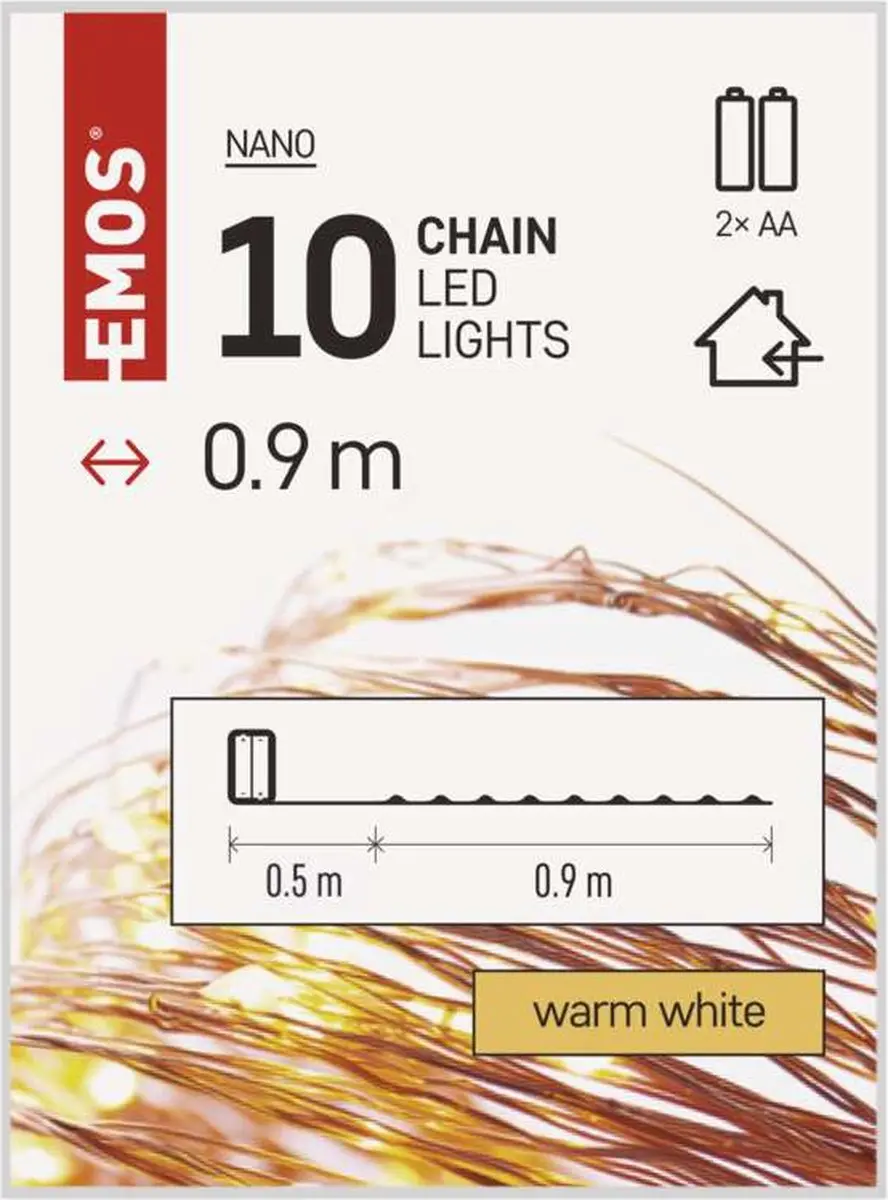 Emos LED-kerstlichtslinger D3AW06 - 0,9m - Koper - afbeelding 3 van 6