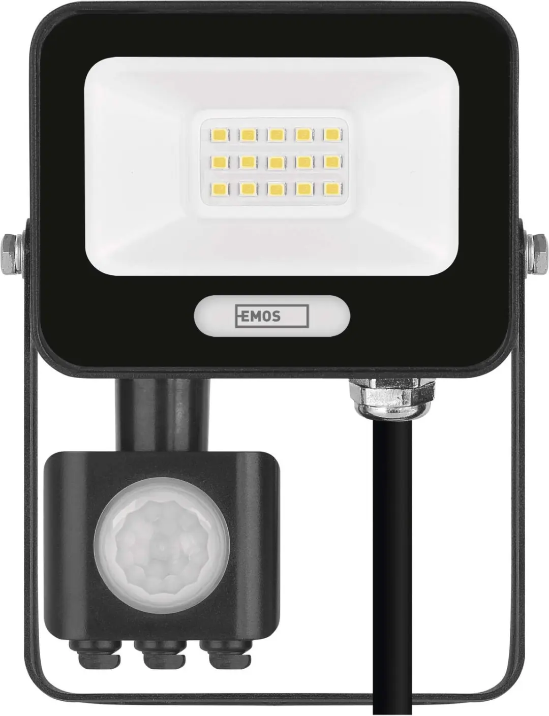 EMOS GLARO LED-schijnwerper met bewegingssensor, 10 W, zwart, IP54, 1000 lm, neu