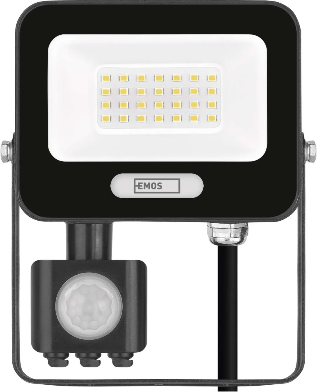 EMOS GLARO LED-schijnwerper met bewegingssensor, 20 W, zwart, IP54, 2000 lm, neu