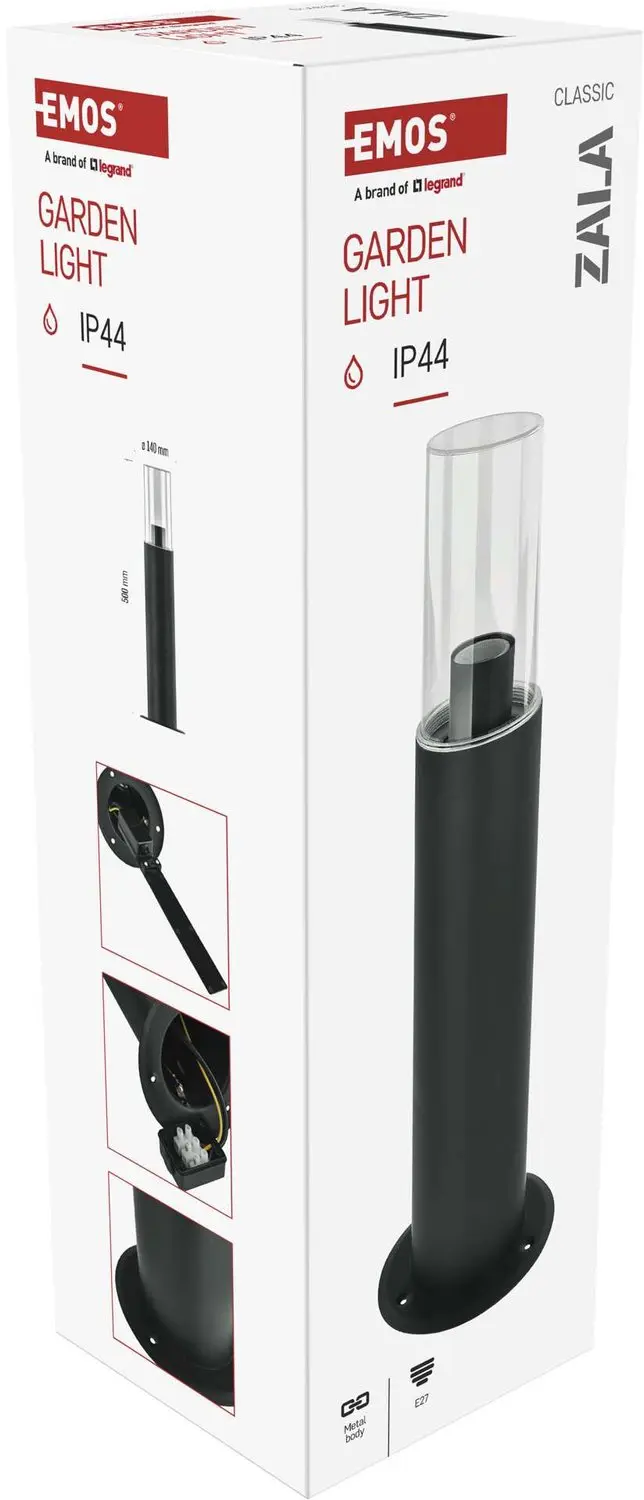 Emos ZALA Tuinpaallamp E27 15W - Antraciet - afbeelding 6 van 6