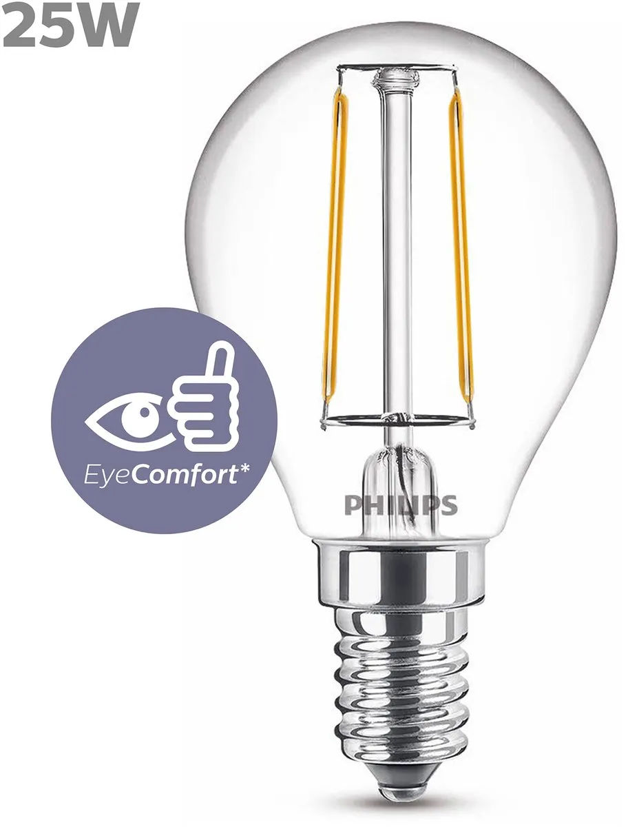 Philips LED Kogellamp Transparant 25W E14 - Warmwit