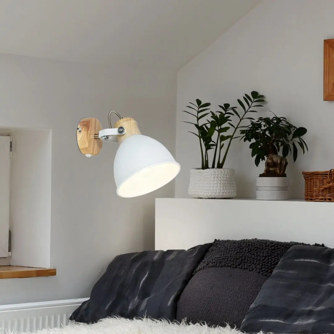 Globo Wiho Wandlamp 54018-1 - 40W - Wit/Houtoptiek - afbeelding 6 van 6