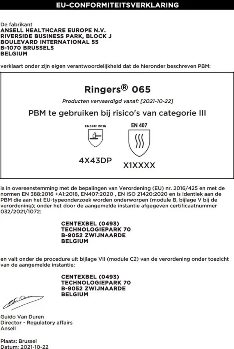 Ansell Ringers R065 Werkhandschoenen - Snijbescherming - afbeelding 5 van 6
