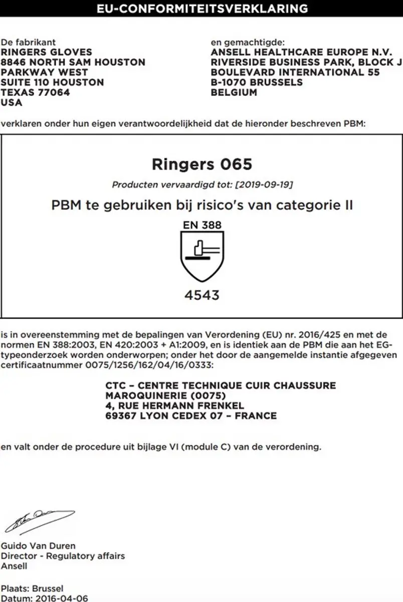 Ansell Ringers R065 Werkhandschoenen - Snijbescherming - afbeelding 4 van 6