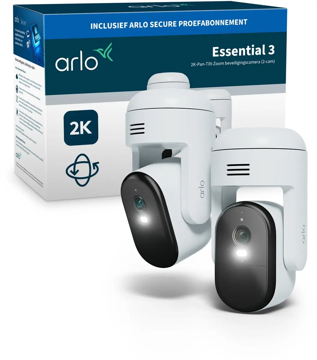 Arlo Essential 3 2K PTZ beveiligingscamera set van 2