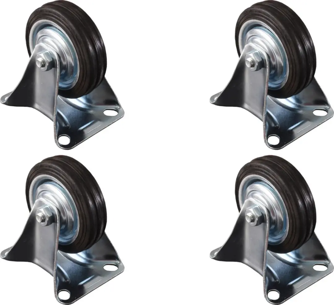 Set van 4 bokwielen transportwielen 75mm
