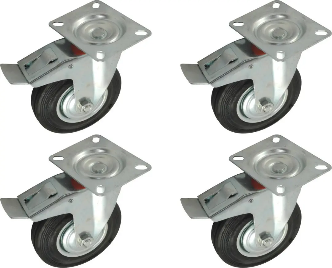 Set van 4 Zwenkwielen Transportwielen 125mm