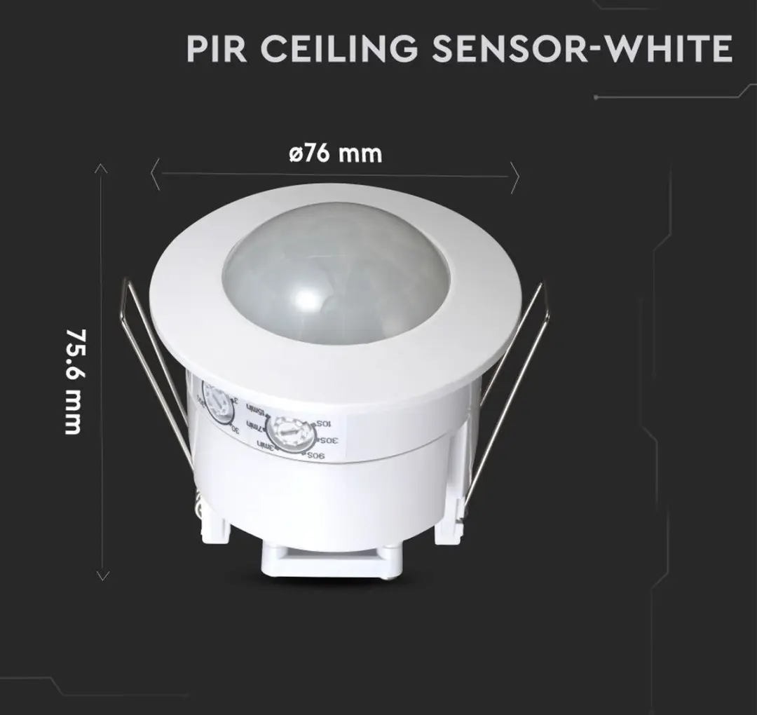 V-TAC VT-8051 Bewegingsmelder - PIR Plafond - 6m - Wit - afbeelding 3 van 6