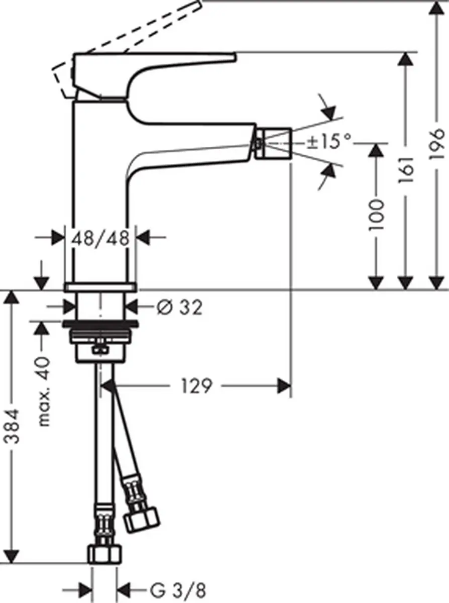 Hansgrohe Metropol Bidetkraan 32520000 - Wit/Chroom - afbeelding 3 van 4