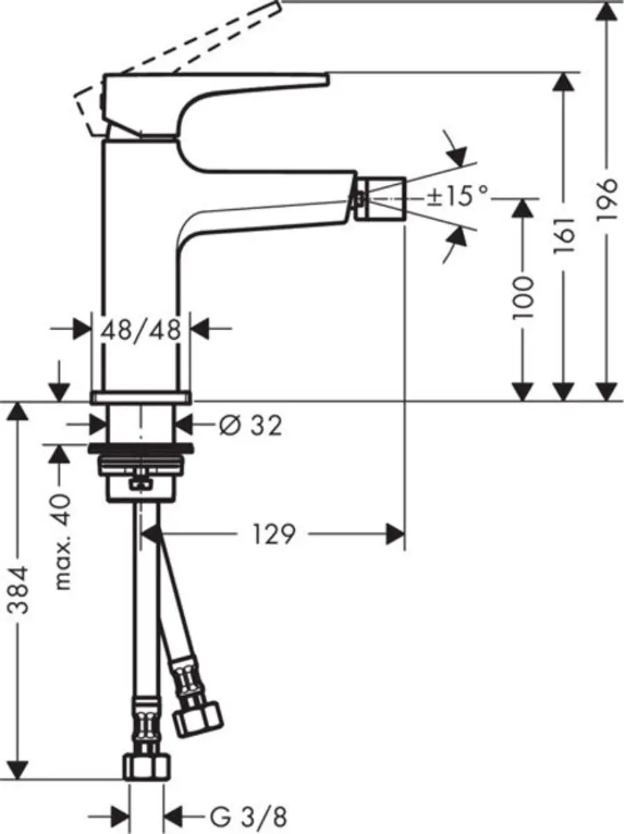 Hansgrohe Metropol Bidetkraan 32520000 - Wit/Chroom - afbeelding 4 van 4