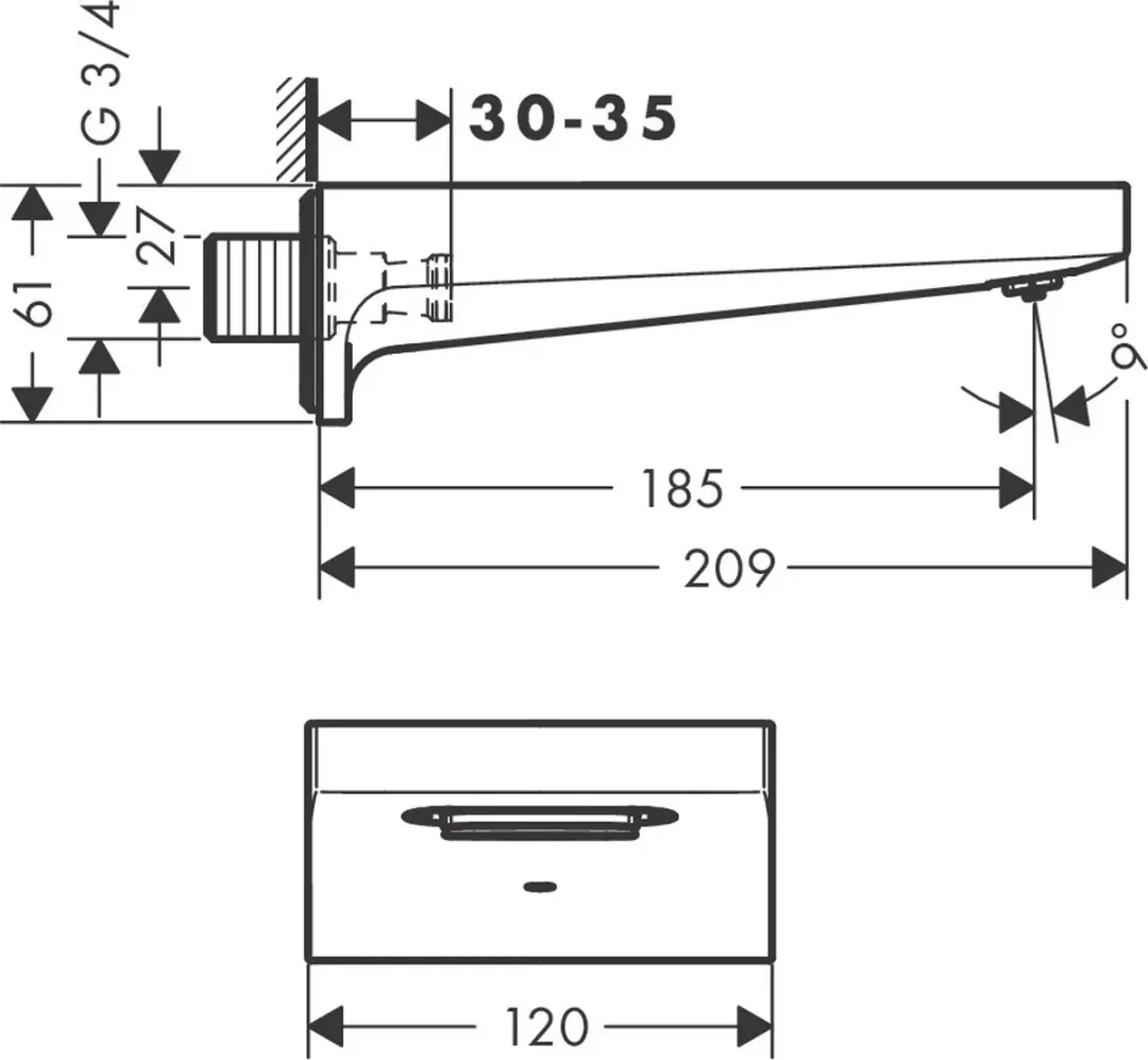 Hansgrohe Metropol Baduitloop 32543000 - Chroom - afbeelding 6 van 6
