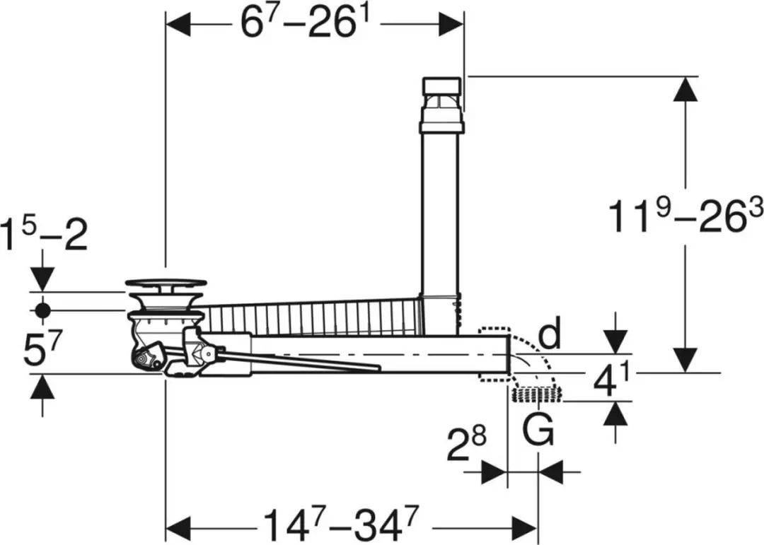 Geberit Wastafelafvoer Clou Hendel Plugdeksel: D=32Mm Gl-Chroom