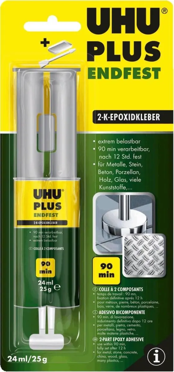 UHU PLUS ENDFEST Zwei-Komponentenkleber 45585 25 g Pasta 24 ml