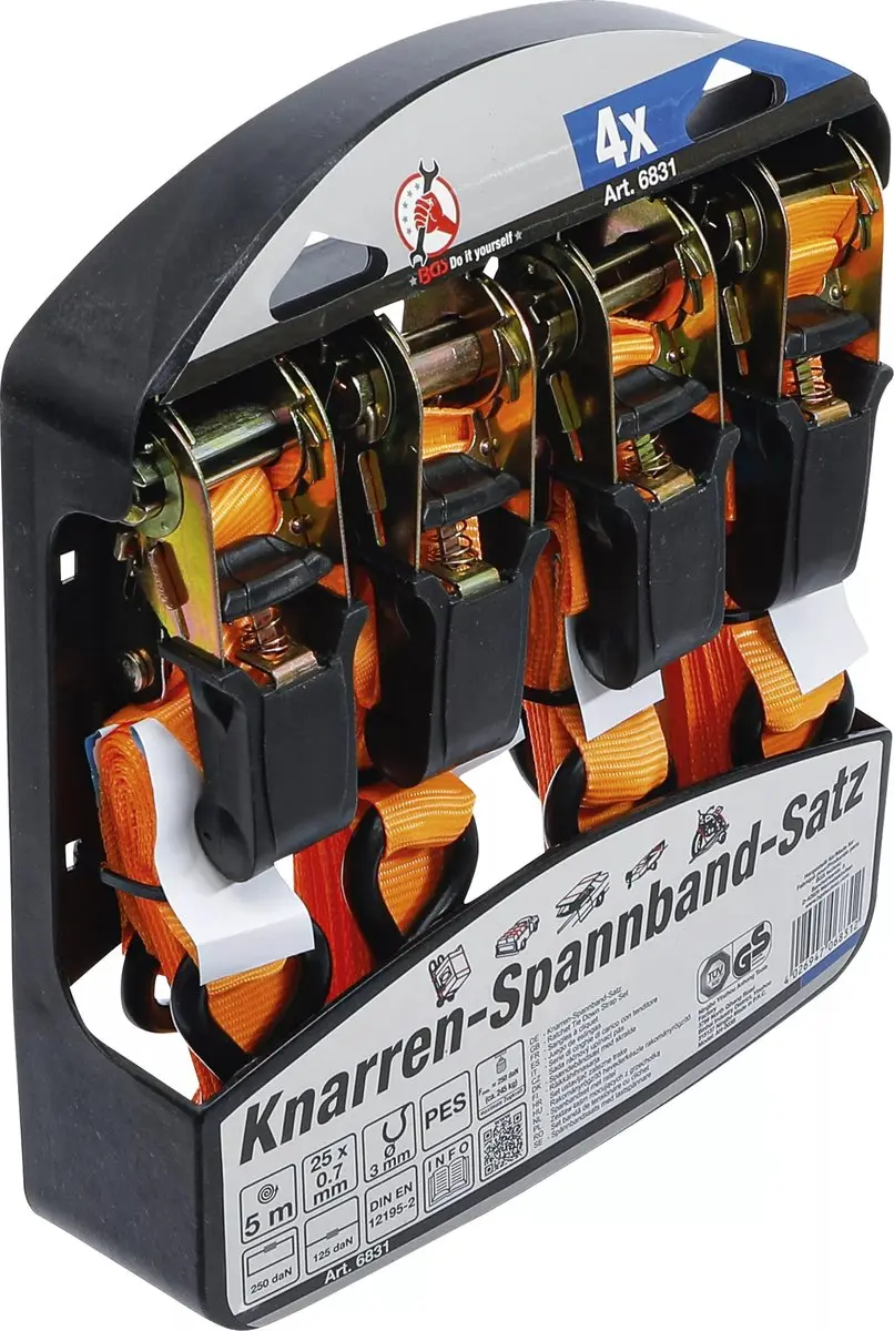BGS Spanbandset met ratel en zware haken 5m x 25mm 4-delig - afbeelding 5 van 5