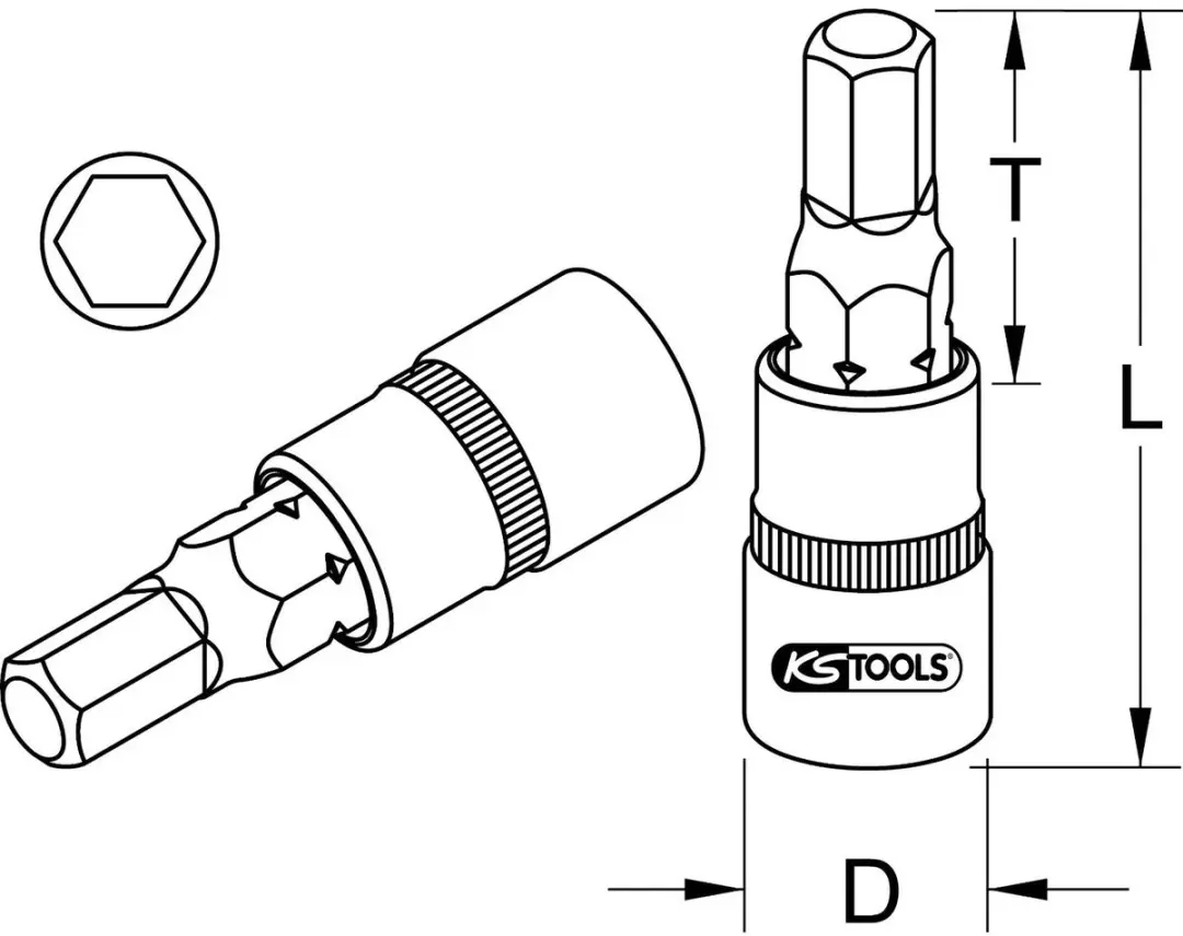 KS Tools - Zeskant Bitdop - 1/2'' - Kort - 17mm - afbeelding 3 van 3
