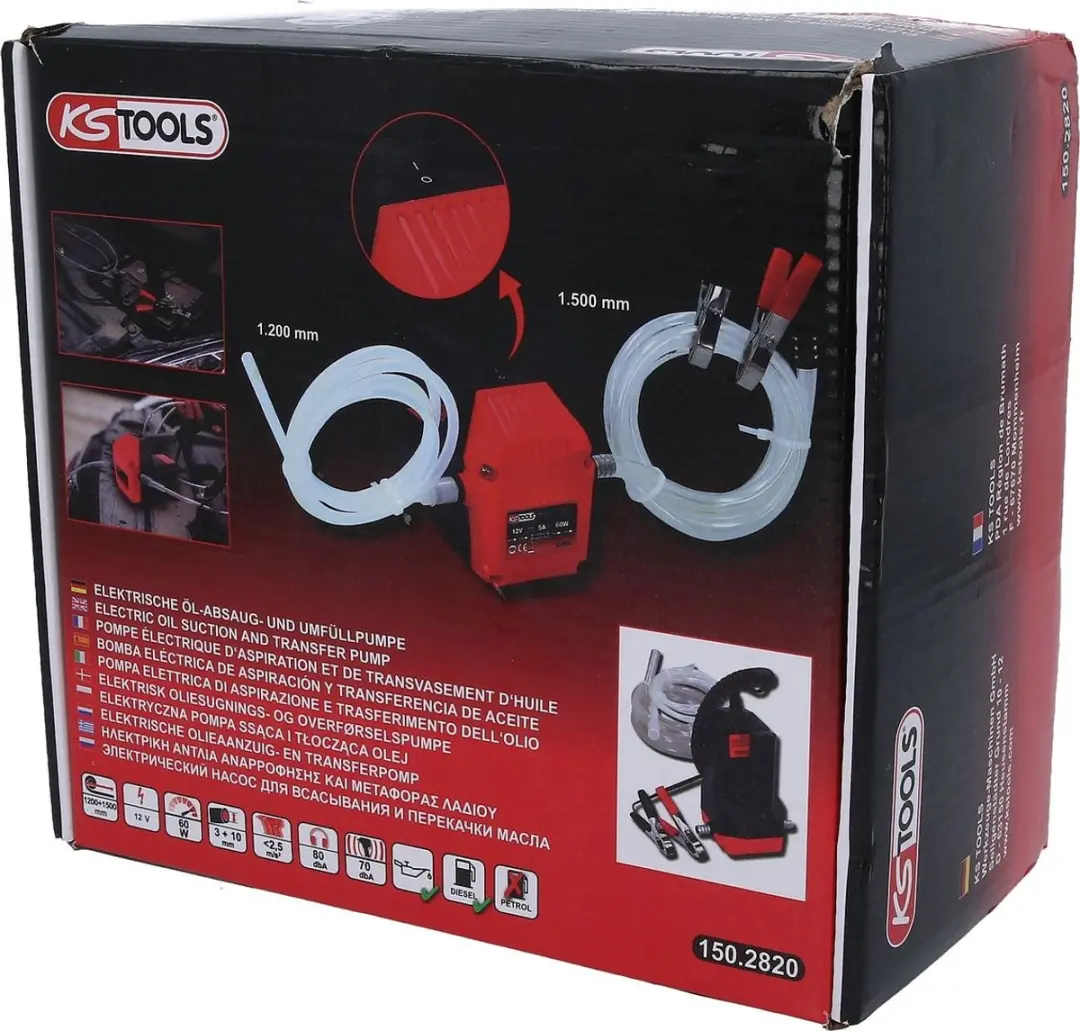KS Tools 150.2820 Elektrische olieafzuigpomp - Rood/Zwart - afbeelding 4 van 6