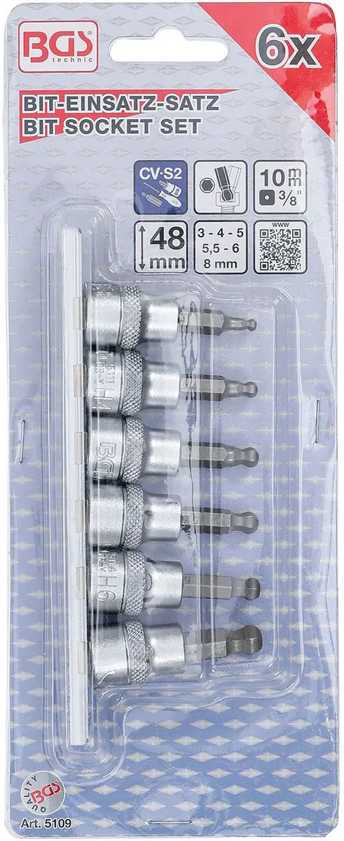 BGS technic Dopsleutelbitset 3/8 Inbus 3-8mm - 6 delig - afbeelding 5 van 5