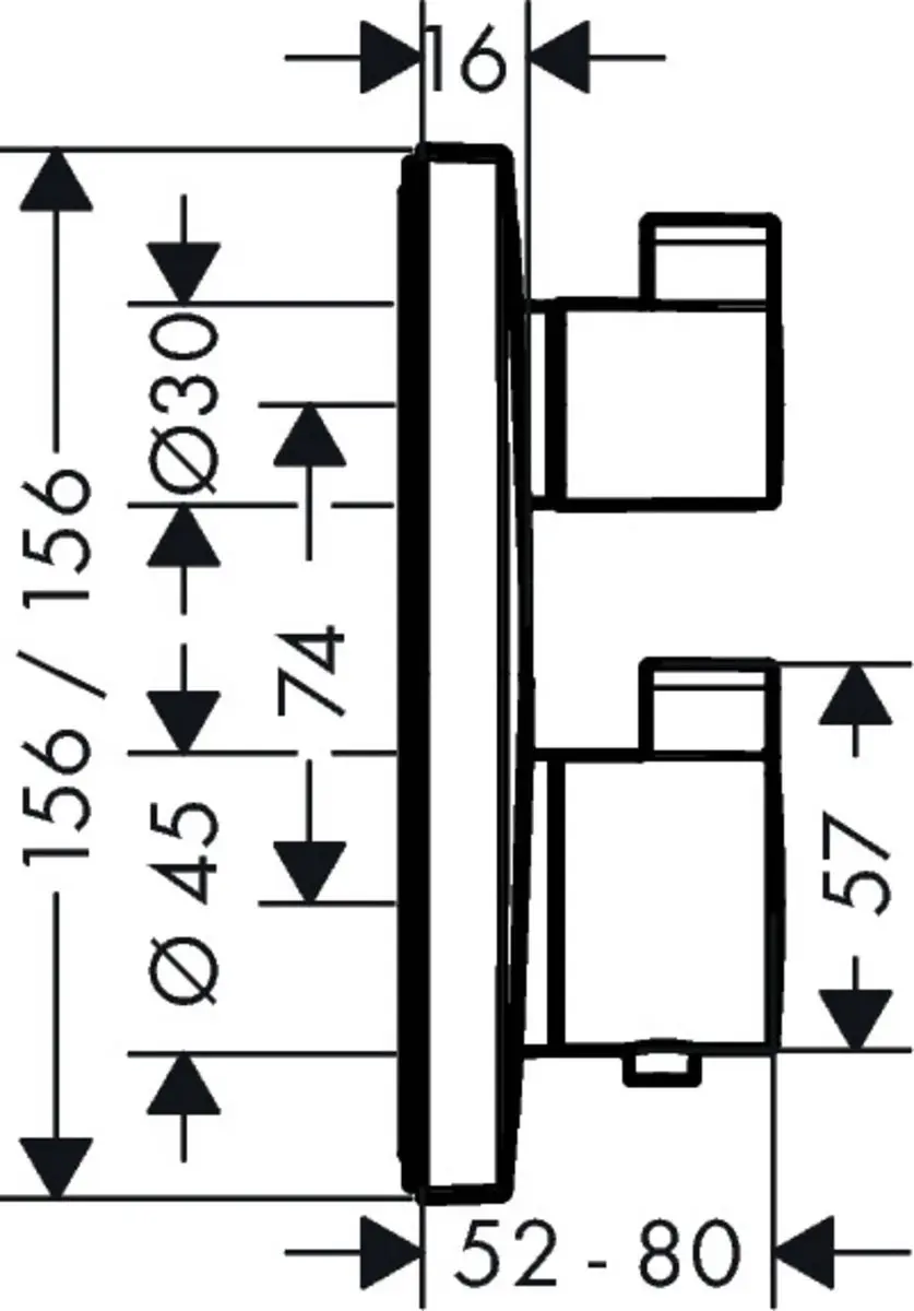 Hansgrohe Ecostat Square Thermostaat Afbouwdeel 2 Functies - Mat Zwart - afbeelding 2 van 4