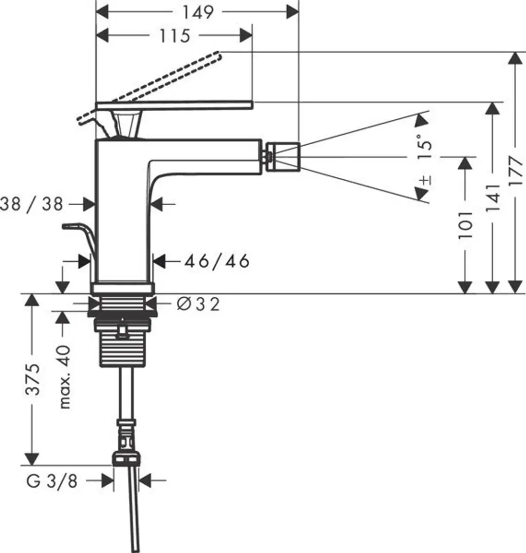 Hansgrohe Tecturis E Bidetmengkraan 73200700 - Wit - afbeelding 6 van 6