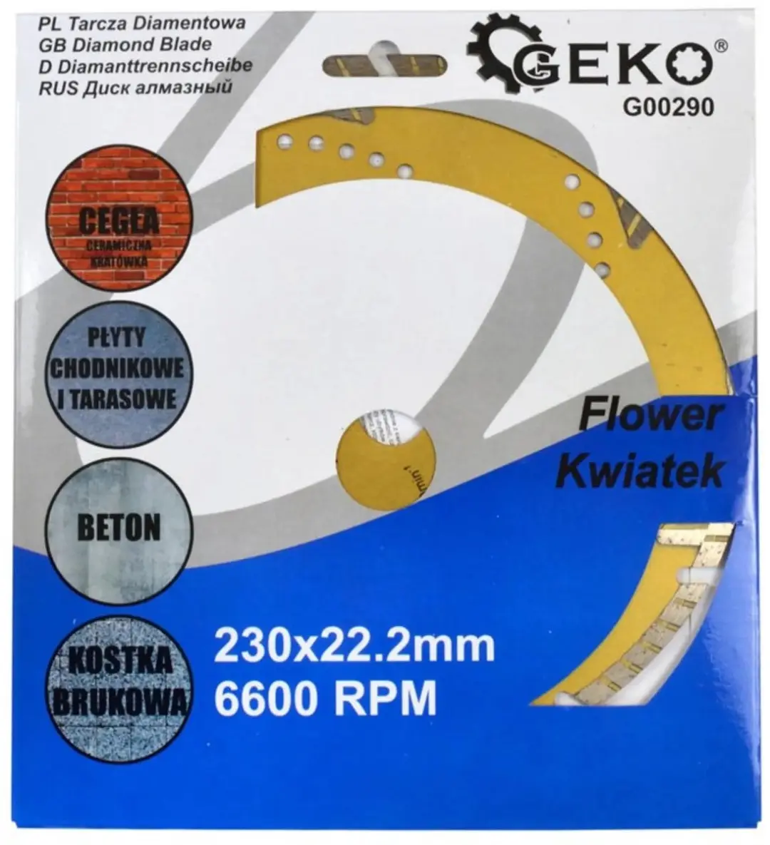 GEKO G00290 Diamantzaagblad Turbo 230mm - Beton, Steen - afbeelding 2 van 3