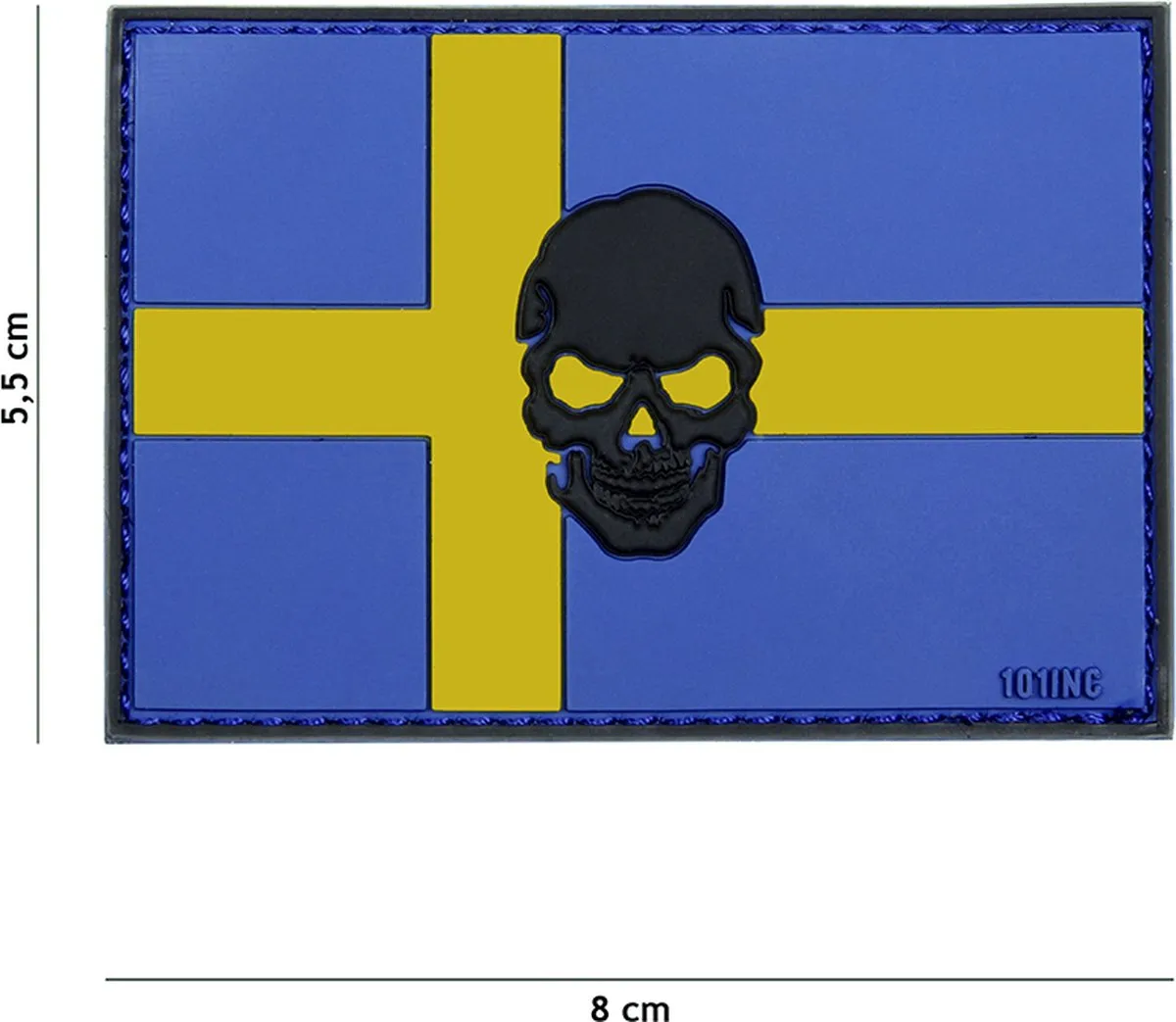 101 Inc Embleem 3D Zweden Skull Vlag