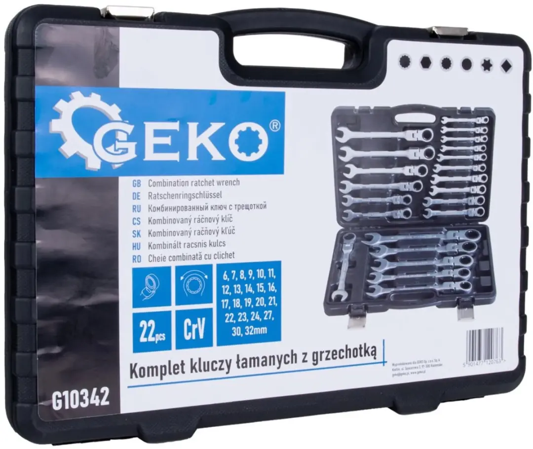 GEKO Flexibele ratelsleutelset 22-delig - 6-32 mm - afbeelding 3 van 6