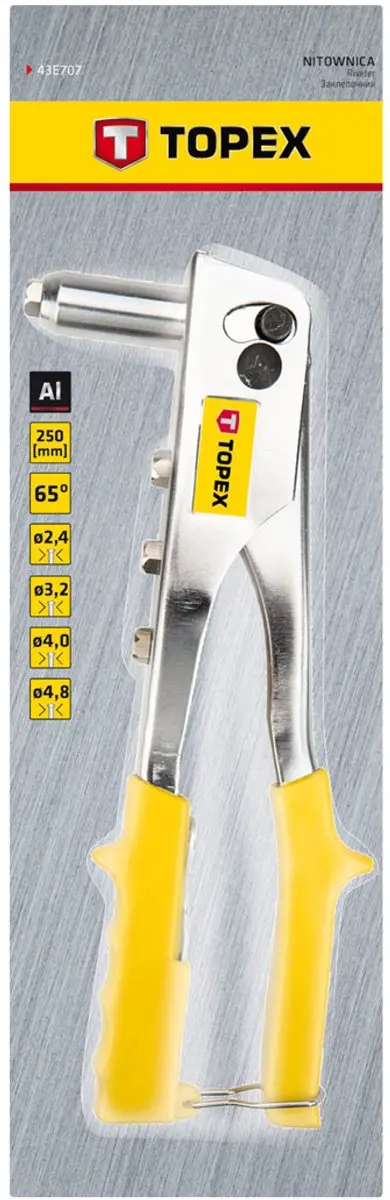 Topex TOP-43E707 Klinknageltang 2.4-4.8mm - Blauw - afbeelding 3 van 4