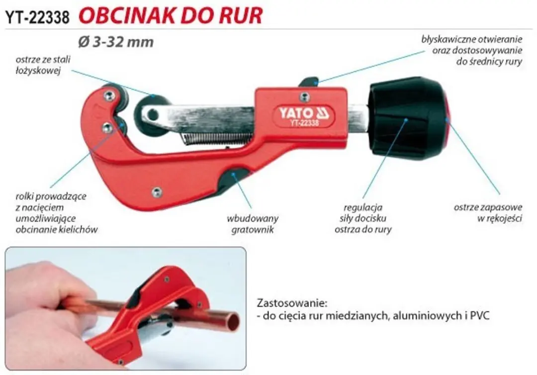 Yato YT-22338 Pijpsnijder 3-32mm - Rood/Zwart - afbeelding 3 van 3