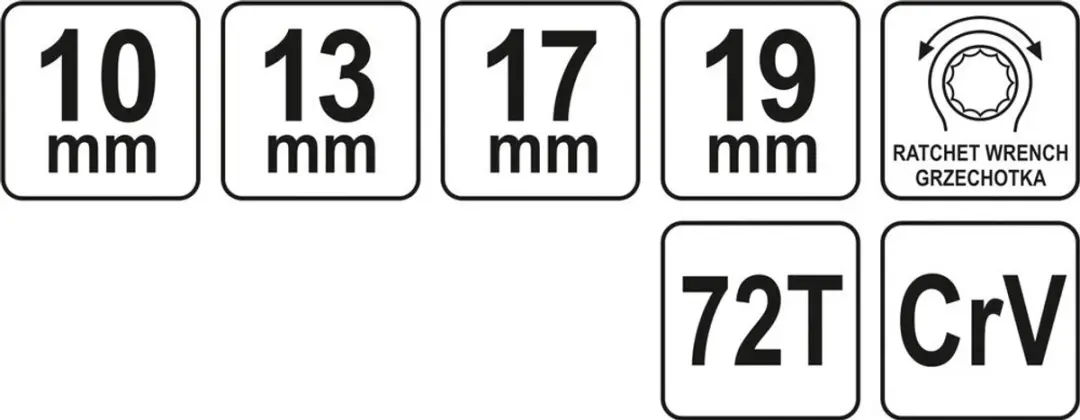 Yato YT-4945 Ringsleutel met Ratel - 10-13-17-19 mm - afbeelding 3 van 5