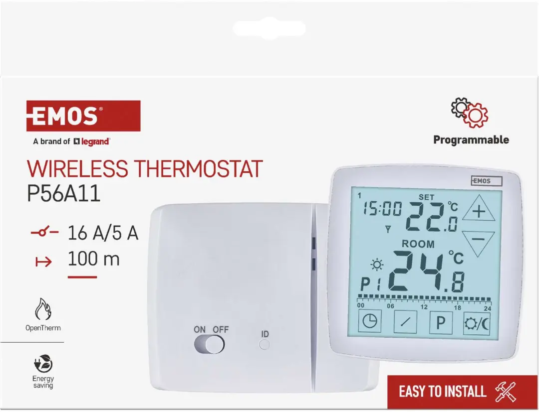 Emos P56A11 Draadloze OpenTherm Kamerthermostaat - Wit - afbeelding 6 van 6