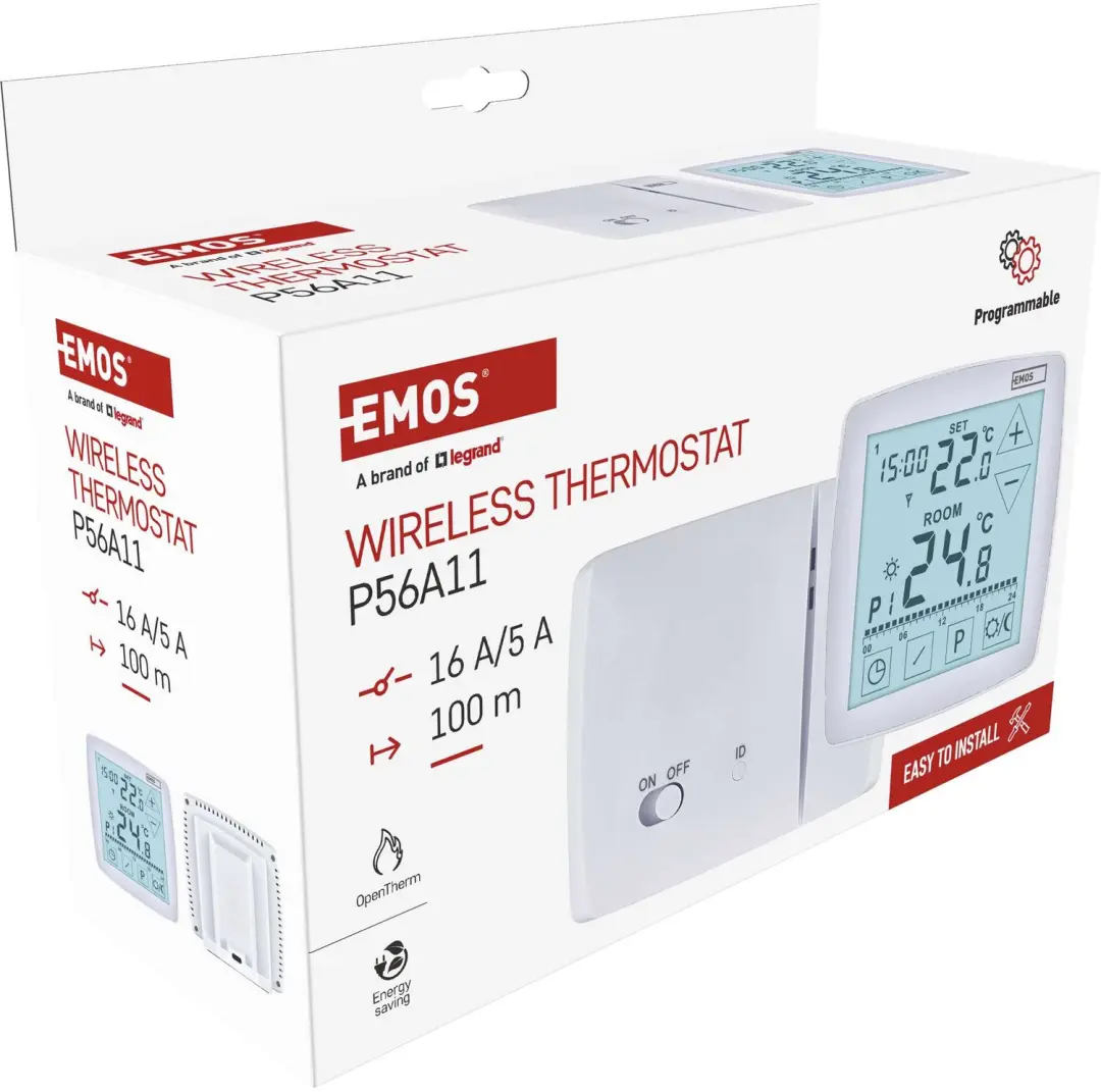 Emos P56A11 Draadloze OpenTherm Kamerthermostaat - Wit - afbeelding 2 van 6