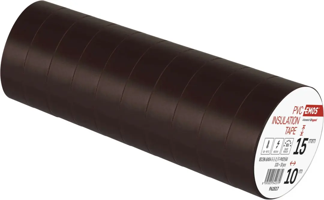 Emos PVC-isolatietape 15mm/10m bruin - 10 stuks - afbeelding 3 van 6