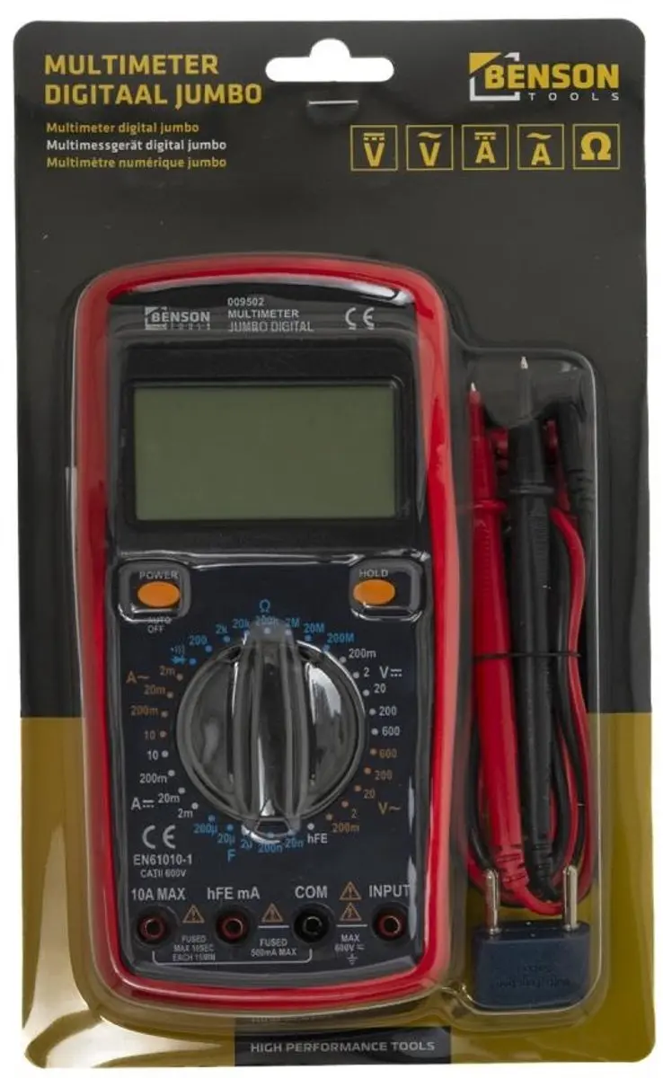 Benson Digitale Multimeter Jumbo LCD - Zwart/Geel - afbeelding 5 van 6