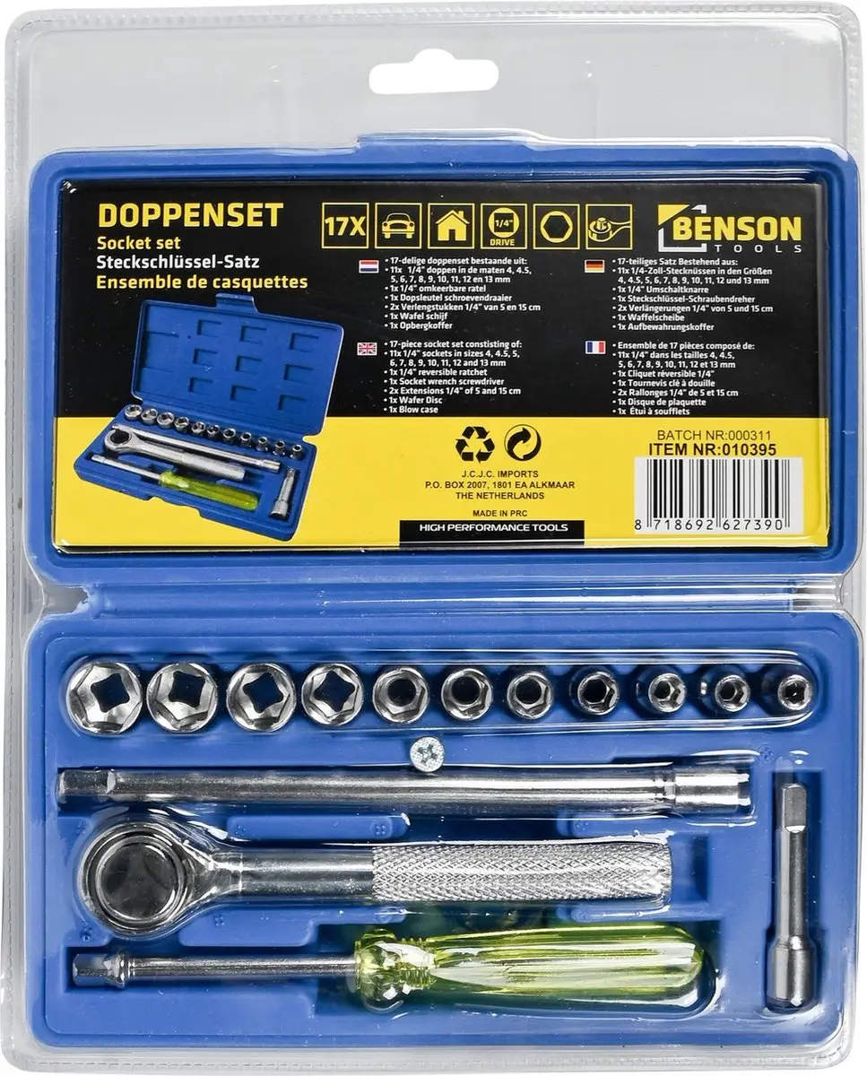 Benson Doppendoos met Ratel 1/4" - 17 delig - afbeelding 6 van 6