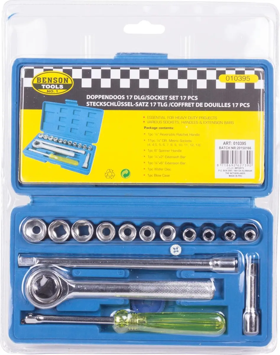 Benson Doppendoos met Ratel 1/4" - 17 delig - afbeelding 4 van 6